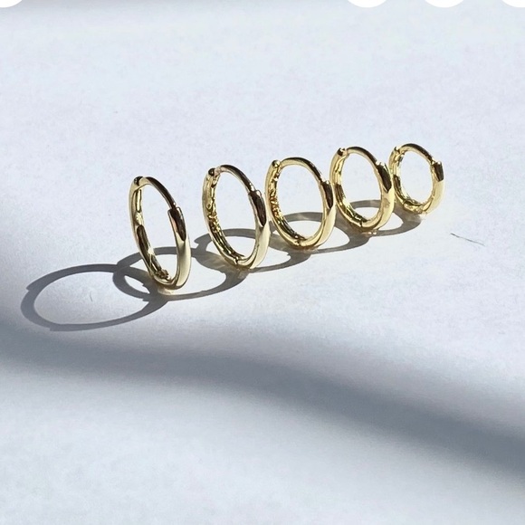 14k gold plated sterling sliver huggie earrings - Picture 2 of 5